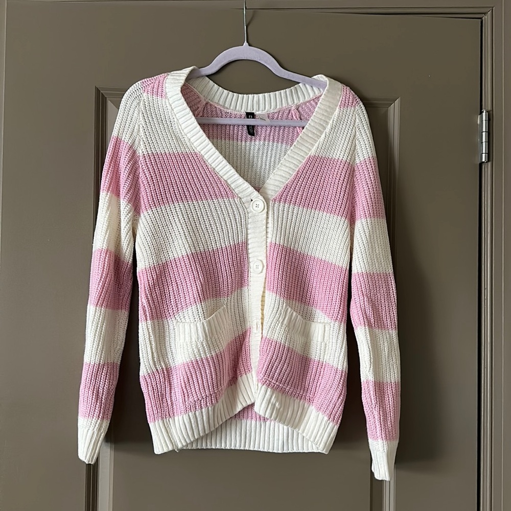 Pink and cream striped sweater
